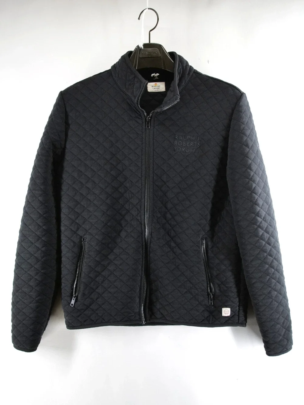 Marine Layer Corbet Quilted Bomber Jacket Mens Medium Black Full Zip